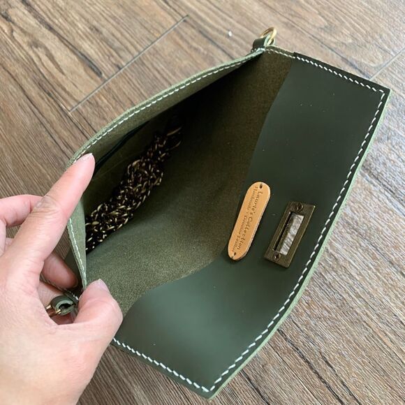 Hand Stitched Genuine Cowhide Leather Clutch/Wristlet/Crossbody & 2 Straps - Picture 10 of 13